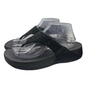 FitFlop Lulu Bedazzled Sparkle Thong Flip Flop Sandal Size 8